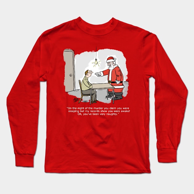 Funny Christmas Santa cartoon Long Sleeve T-Shirt by CrowdenSatzCartoons